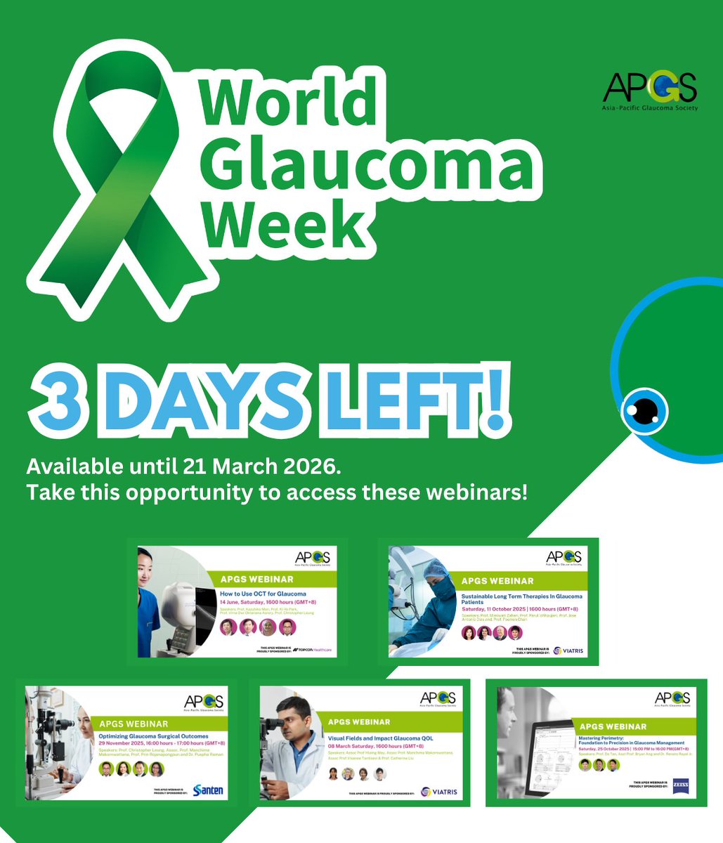 APGS_org's tweet photo. 3 Days left to your Free Access! Take this chance to catch up on your favourite webinars.

Don't Miss this opportunity and Sign Up Now!: https://t.co/OiPkzaahF1

To watch the latest webinars, click here: https://t.co/qTVCpT3gJL https://t.co/tSvBxVcSdt
