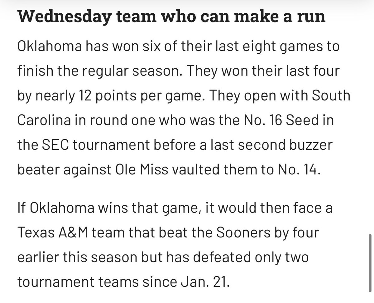 Vern_Funquist's tweet image. The gambling picks for the SEC Tourney have been brutal 

But I did nail my SEC Preview. 

Shock an on I was once again right about how bad Texas A&amp;amp;M has been against teams with a pulse. 

#SECTournament #BoomerSooner