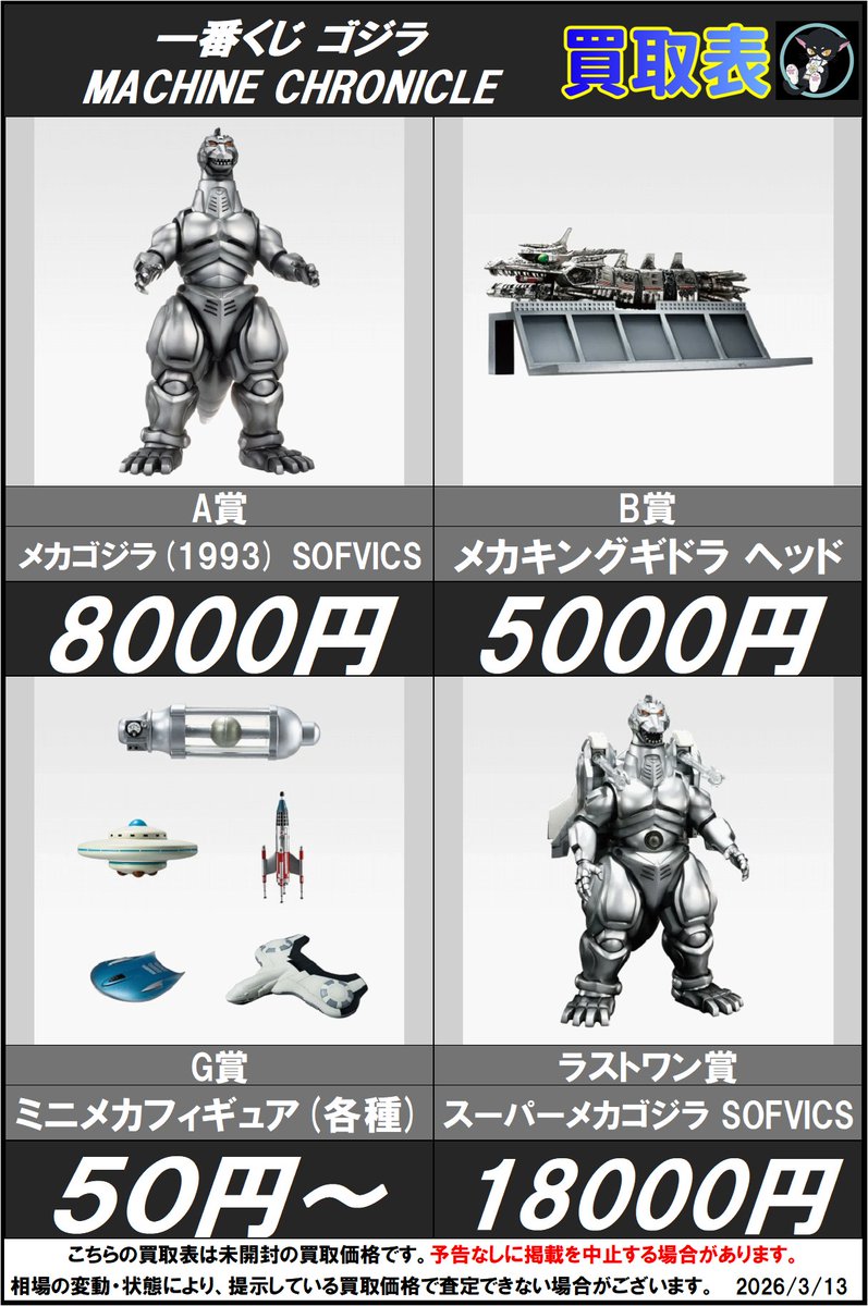 🦖🤖【新作一番くじ 買取表】🤖🦖 『一番くじ ゴジラ MACHINE