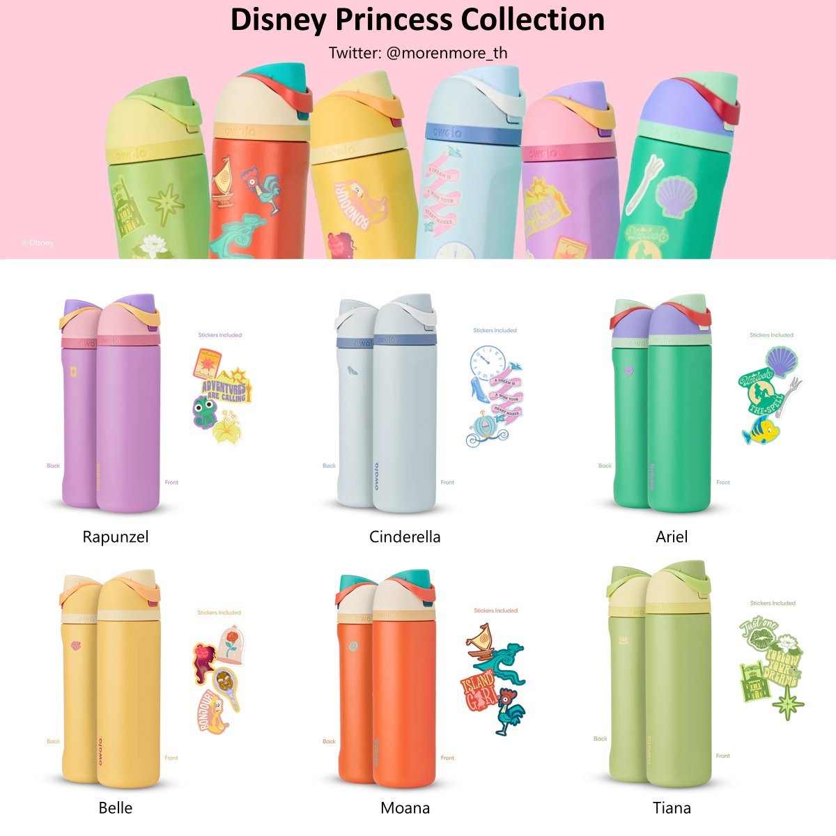 Owala - Disney Princess Collection 👸🏼🪸 
โทนสีน่ารัก คอลนี้มี stickers แถมเอาไปติดเพิ่มความน่ารักได้ด้วยน้า ใบละ 1,990 บาท💭 ⋆˙

มัดจำ 500 บาท | ส่งฟรี ✿