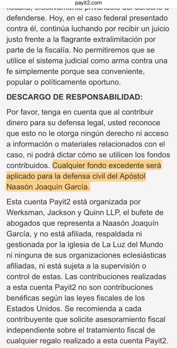 A cualquier miembro de La Luz del Mundo que esté considerando donar dinero a la defensa de Naasón Joaquín, le ruego que tenga en cuenta que eventualmente sus donaciones podrían ser usadas para pagar indemnizaciones a Sochil Martin y también a las Jane Does. 😌