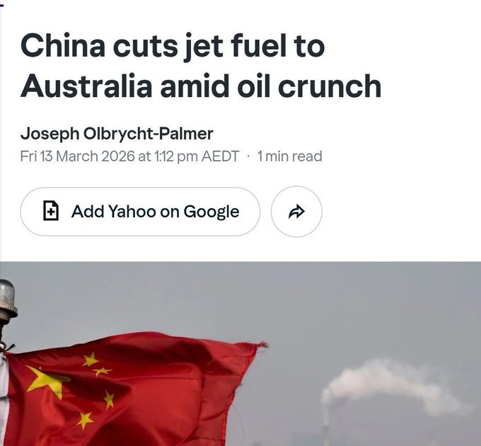 DunkenKBliths's tweet image. Well this is getting interesting... #Australia #flights

China has directed its refineries to halt or suspend exports of refined fuels, including jet fuel (aviation fuel), as part of measures to secure domestic supplies amid a global oil crunch. 

This stems from disruptions