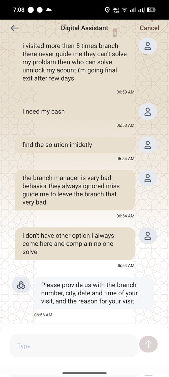 Alts404's tweet photo. @alrajhibank_en hey rajhi bank i'm tired visiting branch they always ignoored my i don't have much more days my account is suspend remning amount is 408 riyal i want to liquidate my account i'm going to holidays please help me i need my cash this is your service i'm tired please help me https://t.co/5E2Z3PtVV1