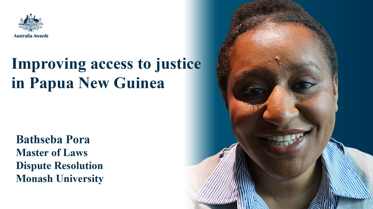 AustraliaAwards's tweet image. Bathseba Pora is passionate about creating greater access to justice for the people of Papua New Guinea.
Currently studying a Master of Laws Dispute Resolution @MonashUni she says: “To me, the #AustraliaAwards Scholarship is a ticket to achieve my dreams.”
#ChangeMakers @AusHCPNG