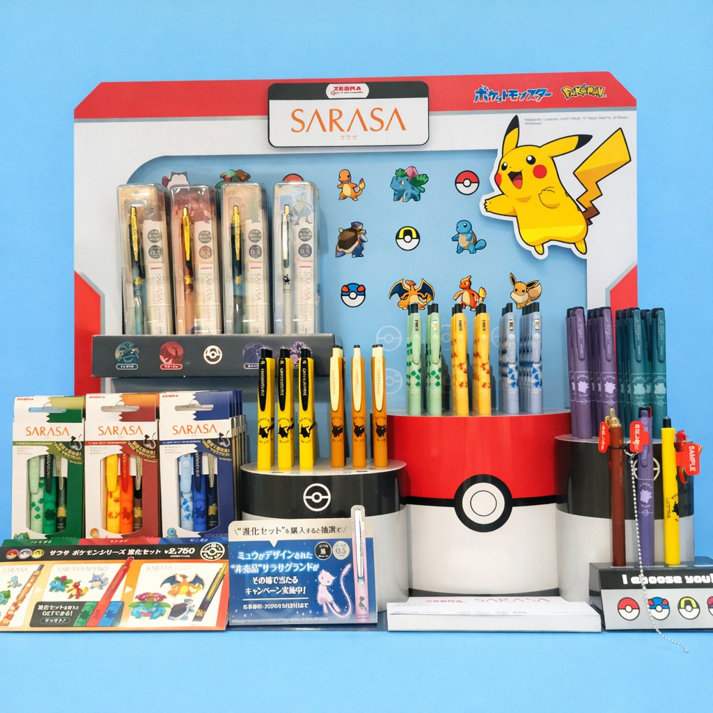 文具新作】「＃SARASA ＃POKEMON」入荷です。進化セット購入
