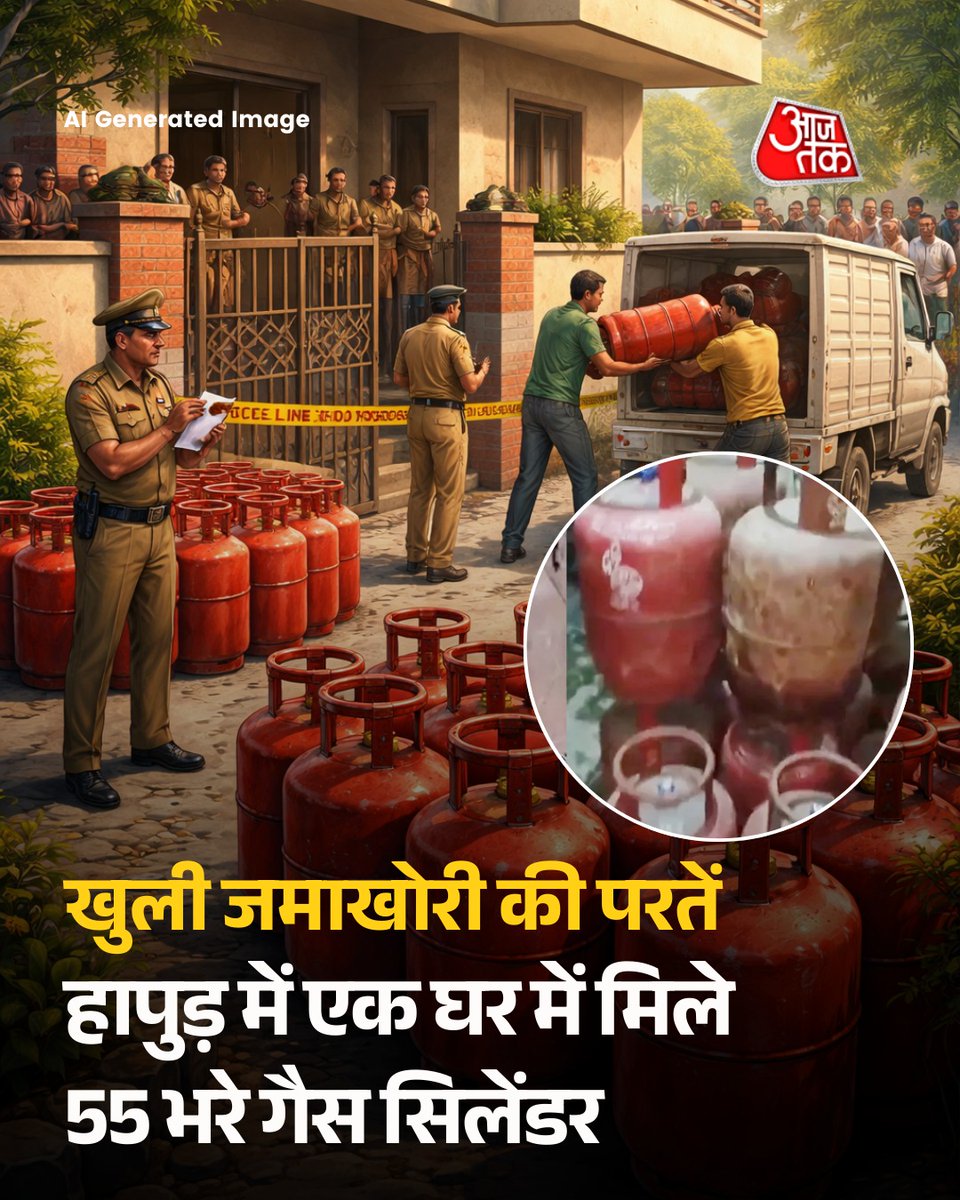 aajtak's tweet photo. हापुड़ में एलपीजी संकट के बीच प्रशासन ने बड़ी कार्रवाई की है। नेता अब्दुल रेहान के घर से 55 भरे हुए गैस सिलेंडर बरामद किए गए हैं, जिससे जमाखोरी और कालाबाजारी के संदिग्ध नेटवर्क की परतें खुल गई हैं। आम लोग रसोई गैस के लिए परेशान हैं, वहीं कुछ लोग इस संकट का फायदा उठाकर सिलेंडरों को छिपा रहे थे। अधिकारियों ने सभी सिलेंडरों को जब्त कर जांच शुरू कर दी है और पूरे मामले की गंभीरता से पड़ताल की जा रही है। राज्य सरकार के सख्त निर्देशों के तहत दोषियों के खिलाफ कड़ी कार्रवाई की जाएगी।

पूरी खबर : https://t.co/PH7vB9CSBC
 
#LPGCylinder #GasCrisis #Hapur #BlackMarketing #Hoarding #GovernmentAction #PetroleumCrisis #ATCard #AajTakSocial

(LPG Cylinder, Gas Crisis, Hapur, Black Marketing, Hoarding, Government Action, Petroleum Crisis)