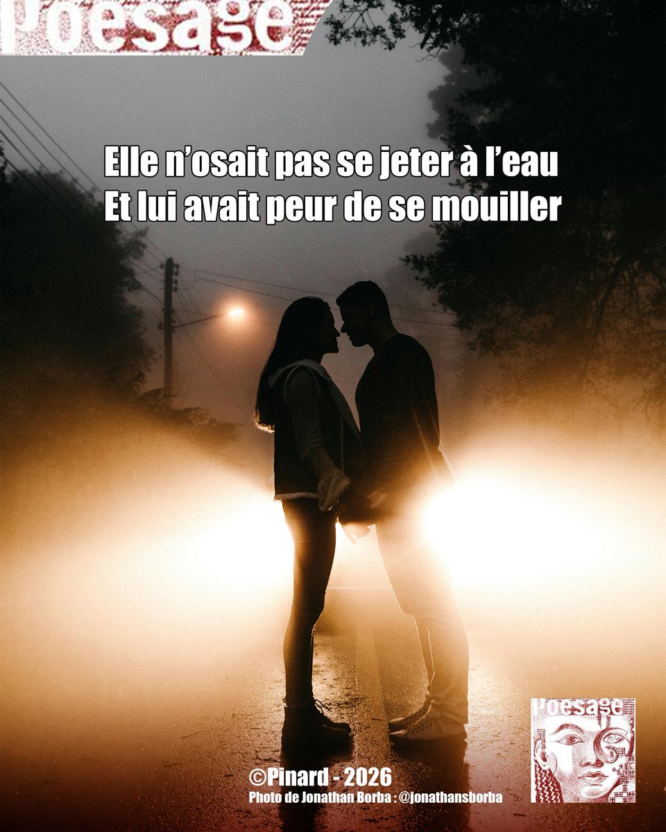 poesage_27's tweet photo. Elle n’osait pas se jeter à l’eau
Et lui avait peur de se mouiller
©Pinard - 2026
Photo de Jonathan Borba : @jonathansborba
#relation #timide #timidite #metaphore #eau #jeter #oser #tenter #demander #communiquer
#poet #poeme #poem #poesie #poetry https://t.co/ChvPvCeKdR