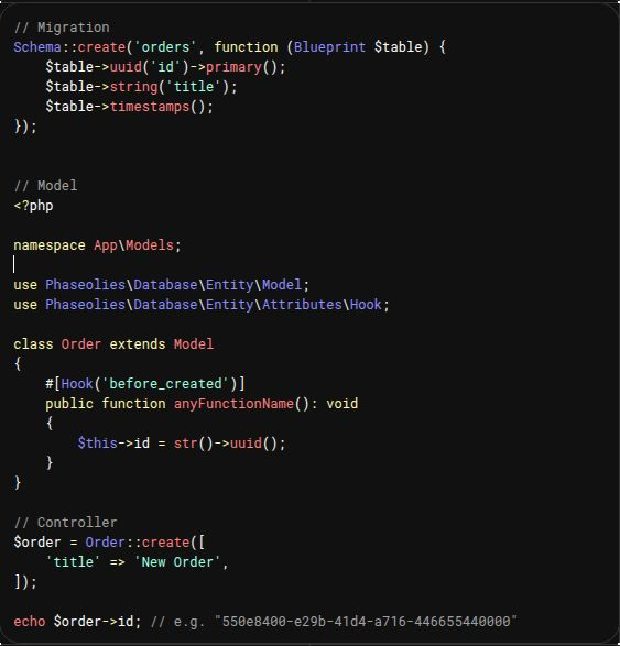 dopparframework's tweet photo. UUID as primary keys in Doppar with a simple model hook.
#doppar #php #framework #uuid https://t.co/IIBHM5bik4