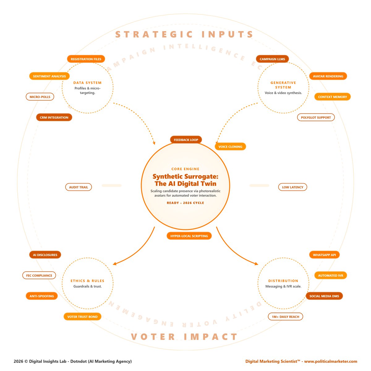 PoliMarketer's tweet image. Political campaigns are entering the AI Digital Twin era.

• AI voice cloning
• Avatar based video messages
• Hyper local scripting
• WhatsApp and IVR outreach
• Sentiment driven feedback loops

#AIinPolitics #CampaignTech #PoliticalAI #ElectionTech #DigitalCampaigns
