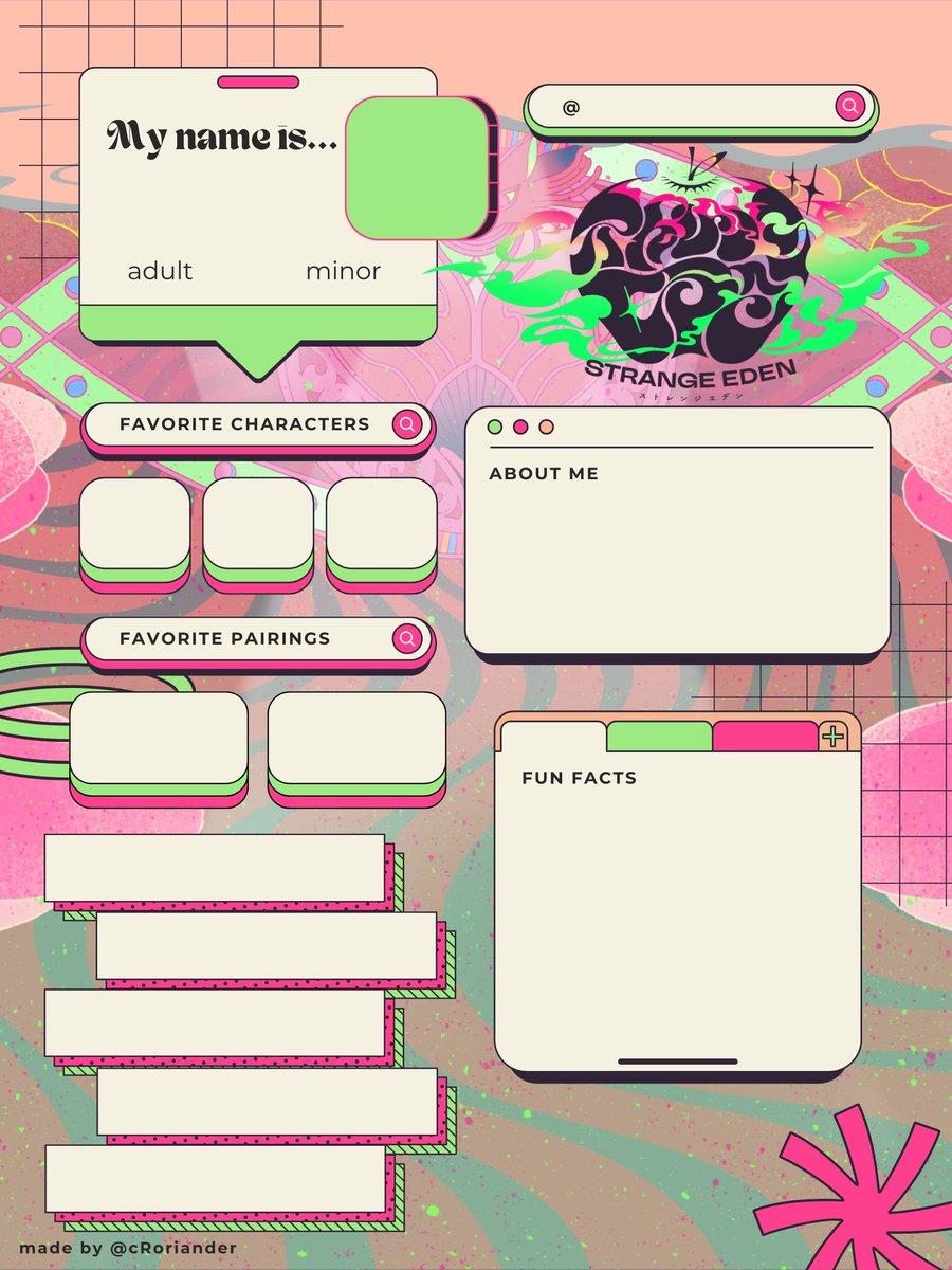 hello everystedder i've made a #STRANGE_EDEN intro template! lets all make friends 💫💫