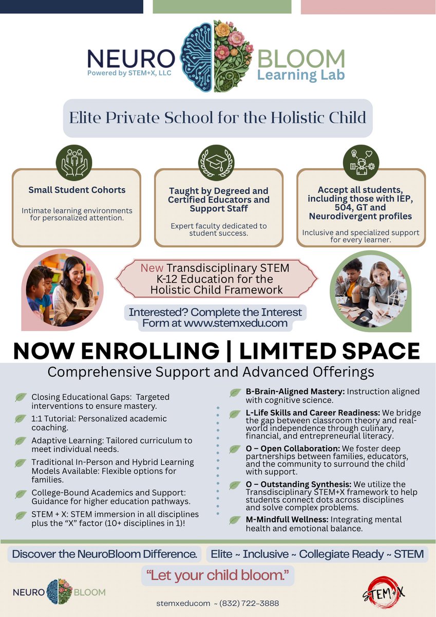 STEM_Xllc's tweet photo. It’s official! Introducing my new elite private school k-12, NeuroBloom Learning Lab https://t.co/RGg94O95MG