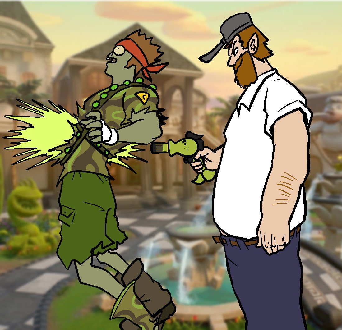 GlutoART's tweet photo. When el súper comando se intenta meter a la mansión #pvz https://t.co/Mv1nIXC0LH