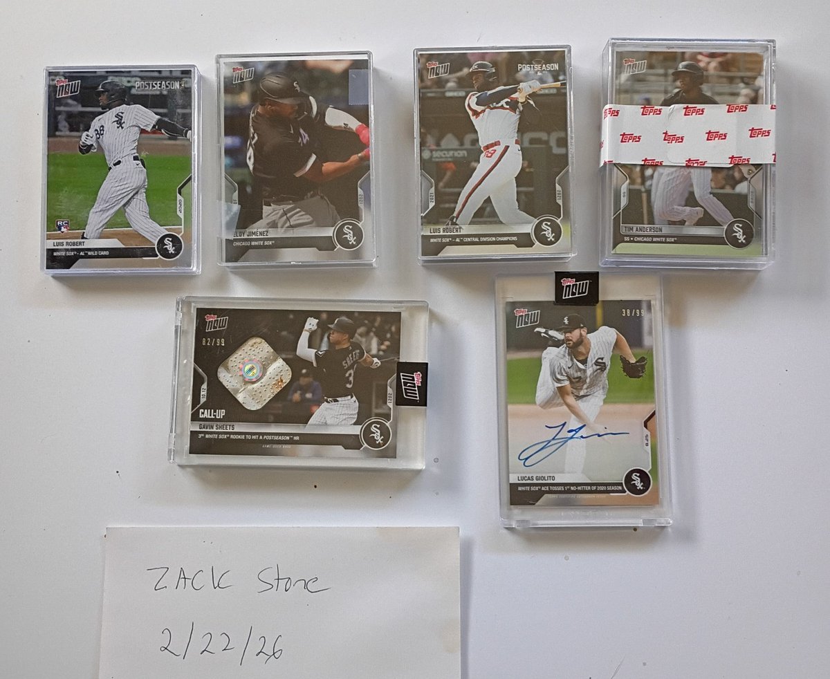 zack_stone's tweet image. Topps now white Sox team sets $15 bmwt each or all 4 for $45 bmwt
Gavin sheets base relic $30 bmwt 
Giolito no hitter #/99 $35 bmwt