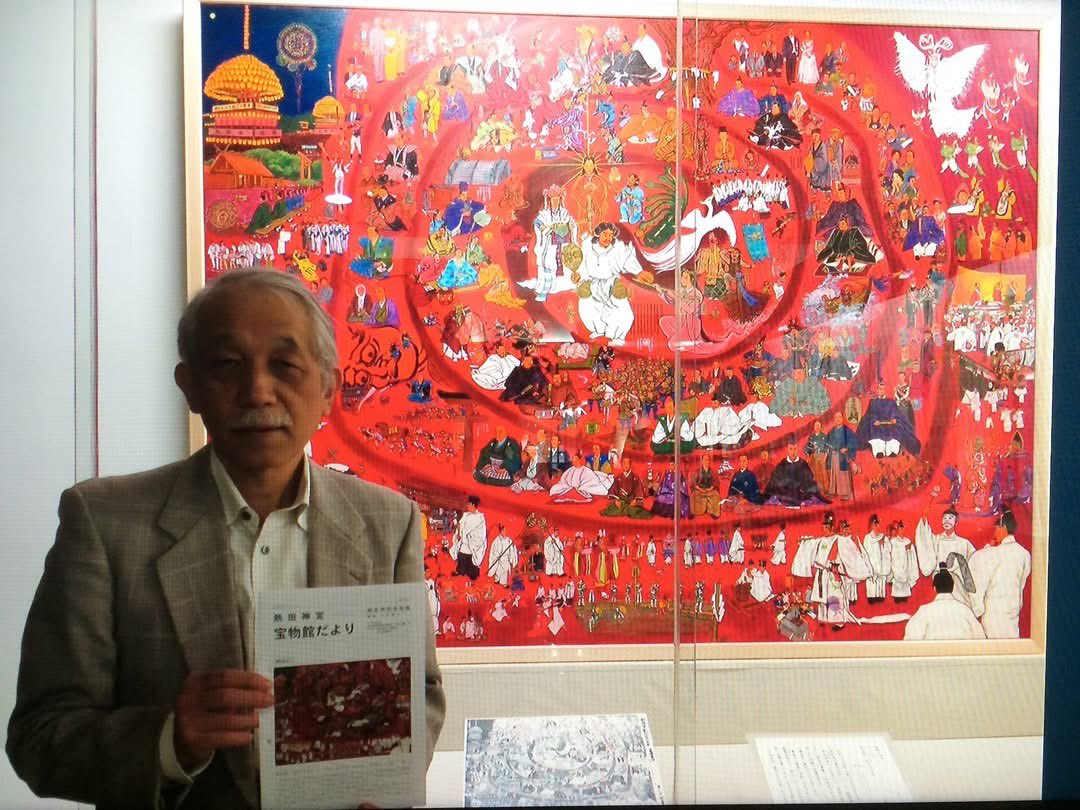 熱田神宮「宝物館だより」3月1日号を恵送頂きました。
2013年の独立展出品作『熱田神宮創祀千九百年』F 200号は宝物館の常設展で展示されています。内田学芸員が「熱田神宮にまつわる神々と偉人たち」を12年連載くださり、熱田神宮の大きな歴史を描かせて頂き深謝するばかりです。