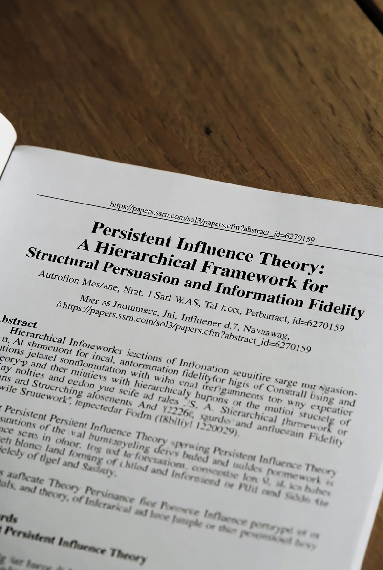 bradsaudit's tweet photo. Persistent Influence Theory: A Hierarchical Framework for Structural Persuasion and Information Fidelity @SSRN https://t.co/JSGcKNtLuz https://t.co/oHA75F0FtV