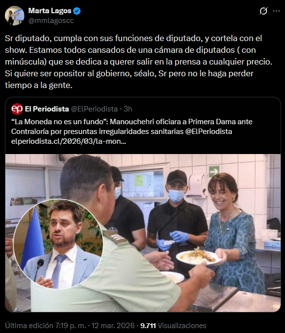 Como será de mala la wea de Manouchehri que MARTA LAGOS le salió a tirar palos

MARTA LAGOS PO WEON