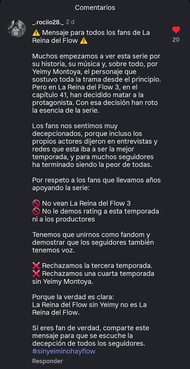 Amo ver estos comentarios. #SinYeimyNoHayFlow