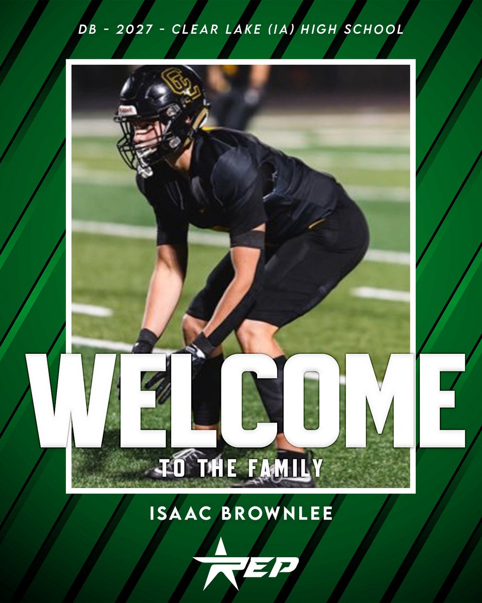 Locked In and Ready To Go🔒 

Welcome to the REP Football Family, <a href="/_Isaac_Brownlee/">Isaac Brownlee</a>!  

Excited to have the 2027 DB from Clear Lake (IA) High School on board and ready to get to work.  

#REPFootball #FootballRecruiting