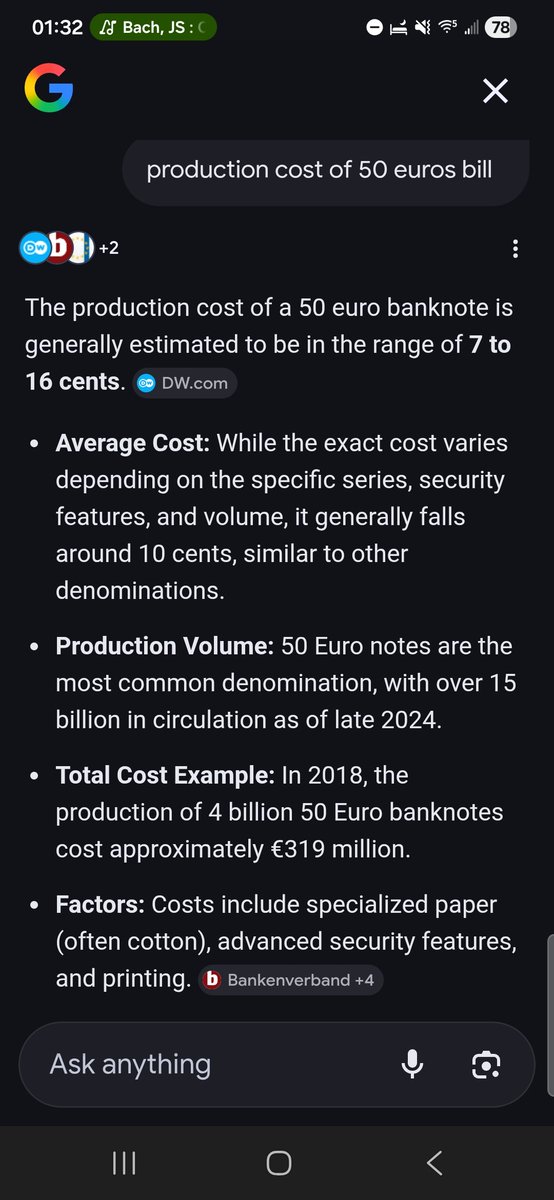 tanstaafl_muc's tweet image. Absolutely not. In perfect production conditions and with econmy scale, the production cost of a 50€ bill can be as low as 0.07€.

If inflation is not up the ceiling and you can wash it, it's very profitable.

However...
