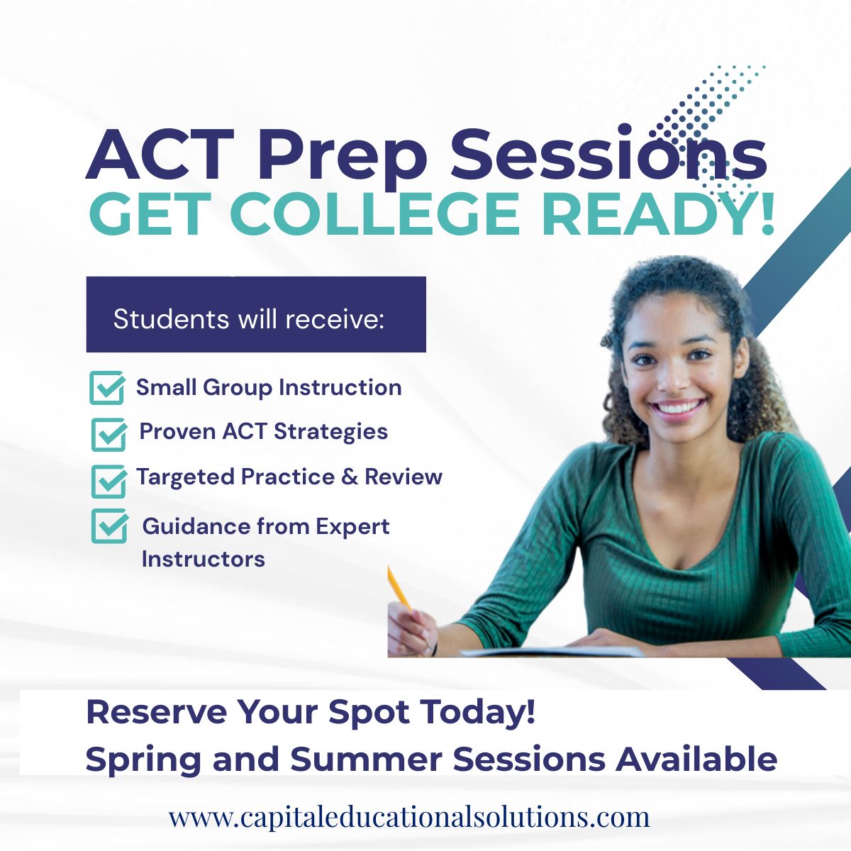 REGISTRATION FOR SPRING &amp; SUMMER ACT CLASSES ARE OPEN

Our ACT Prep program equips students with the skills, confidence, and test-taking strategies needed to maximize their scores and stand out in competitive admissions.

buff.ly/dymJdyq

#ACTPrep #ACT #StudentSuccess