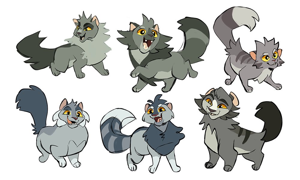 Tried introducing Warrior Cats to my nieces this evening (I think they’re too young and also one is currently sick 😞)

Anyway here’s some concepts of the arc 1 rowdy boys from a few years ago