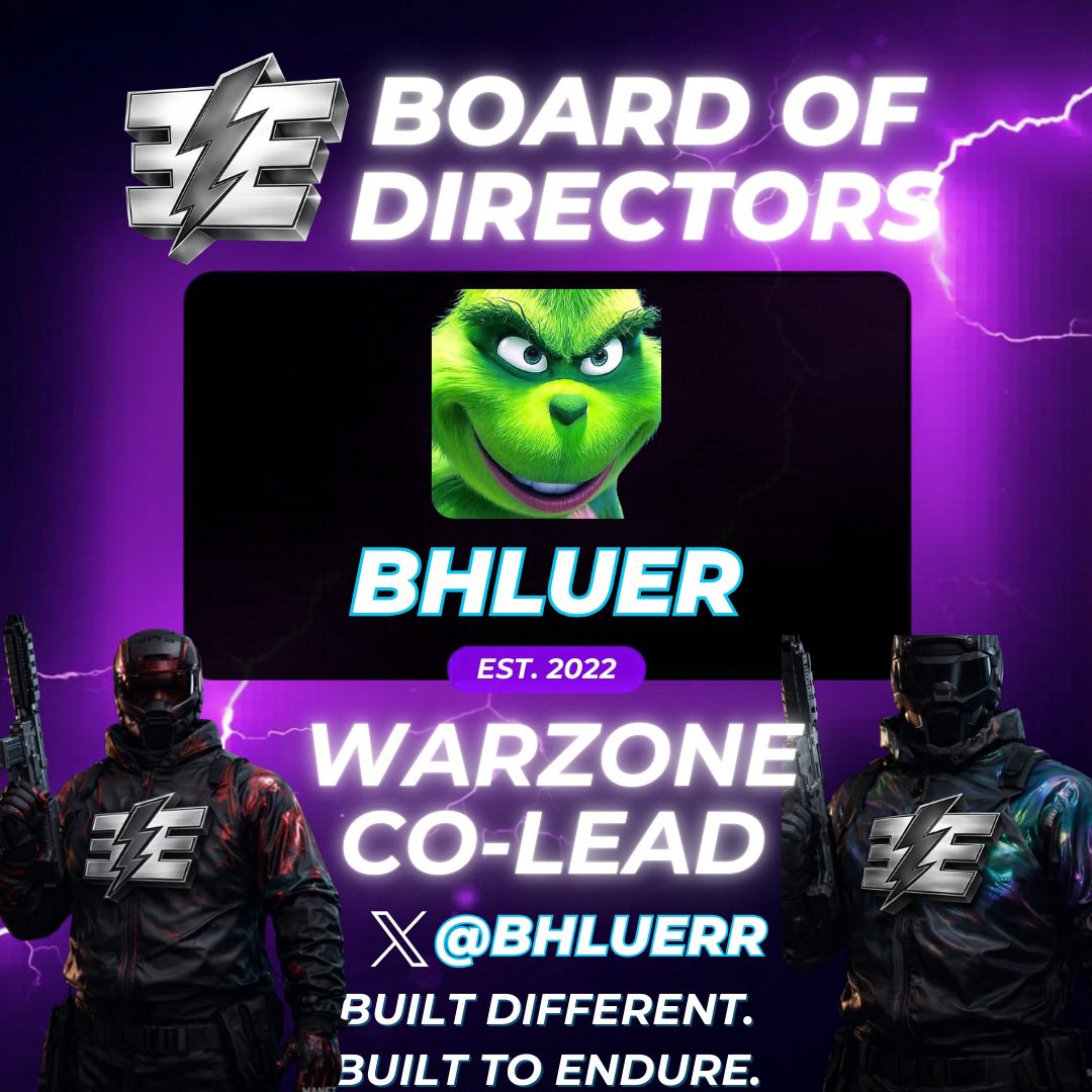 Endurance_es's tweet photo. ⚡ 𝘌𝘌 BOARD OF DIRECTORS ⚡

The last piece of our Warzone division 🔥

Please welcome @Bhluerr to the EE Board of Directors as our newest Warzone Co-Lead for the team. 🎮

Built Different. 🚀 
Built to Endure.🛡️

Drop a ⚡️ to welcome Bhluer to the 𝘌𝘌 Board!👇
#EEonTop https://t.co/E5VS9gFblx