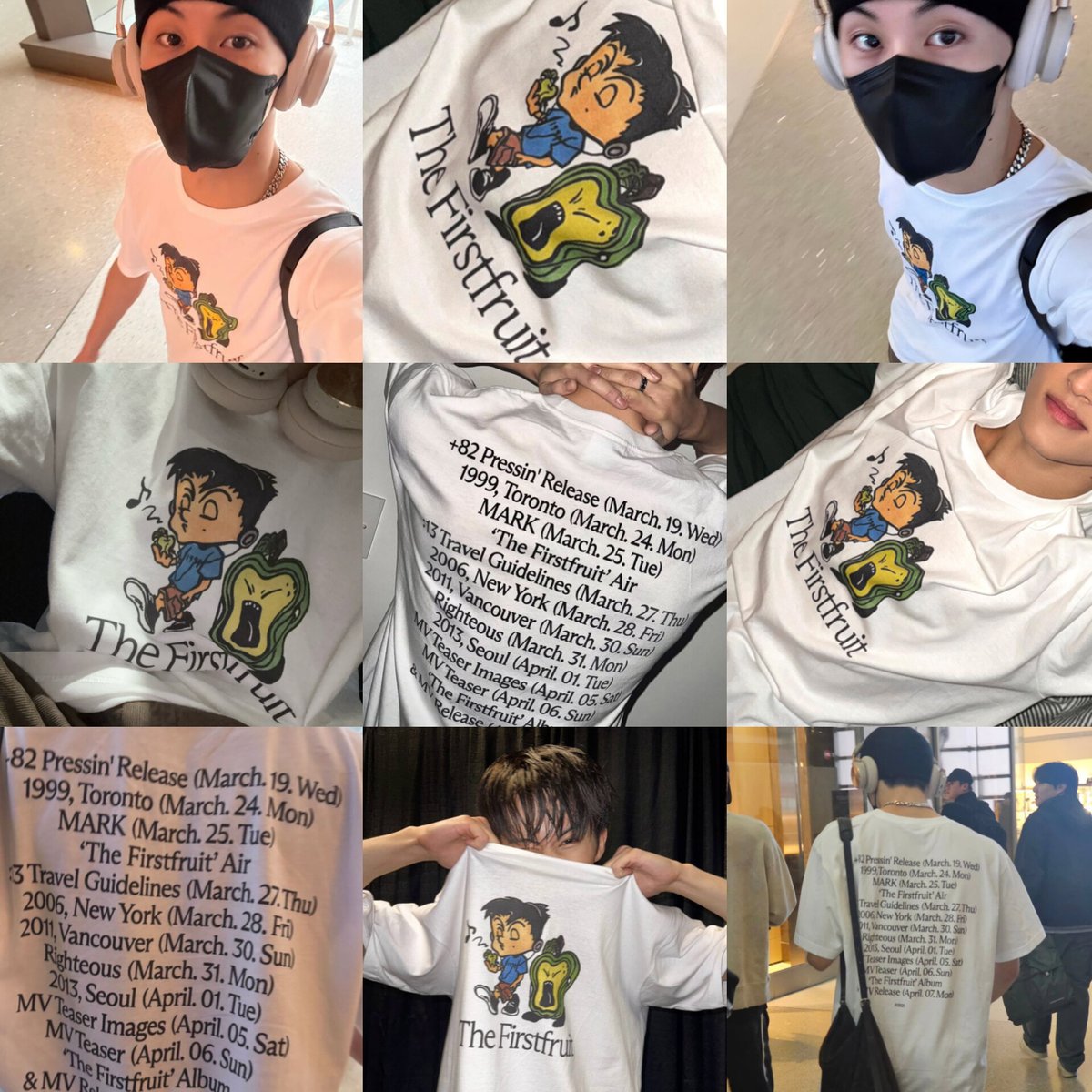 it’s been a year to the coolest solo album title and details drop, on this day mark revealed first look of ‘the firstfruit’ details casually on the airport 🎧🫑🍏