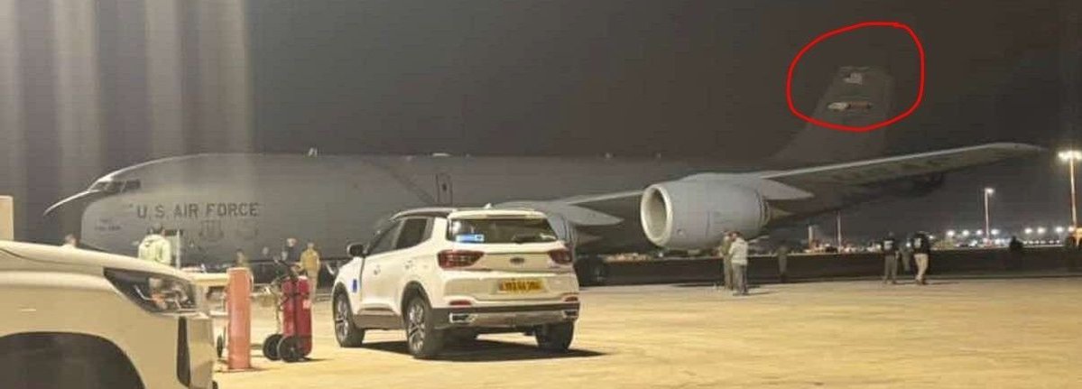 Reported image showing one of the USAF KC-135s involved in the mid-air collision over Iraq today, back on the ground in Tel Aviv. 

The tanker can be seen missing nearly half of its vertical stabilizer.