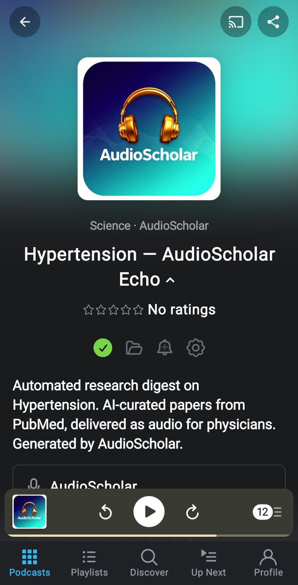 dr_nikhilshah's tweet photo. You can have a single topic #MedEcho as an individual weekly/biweekly/monthly podcast.
Also all your Topic Digests and PDF uploads to Audio also live as a Podcast stream for you to go back and listen.
New uploads and topic digests get automatically populated in the podcast! https://t.co/S3J9HiIDbv