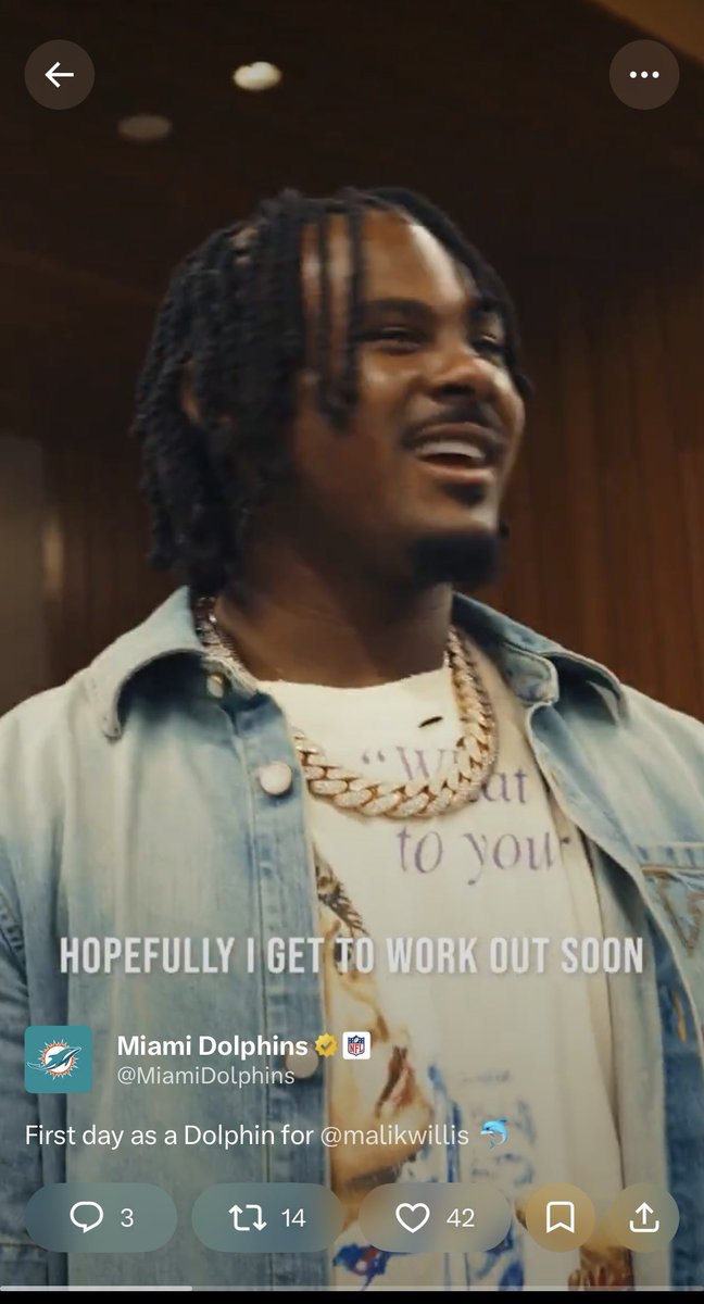 The <a href="/MiamiDolphins/">Miami Dolphins</a> got a good one here.  All he wants to do is work out and get ready for the season. 

He was getting a workout in when he when was getting the deal done. 

During the press conference he talked about how all you do is take it one day at a time and get better.