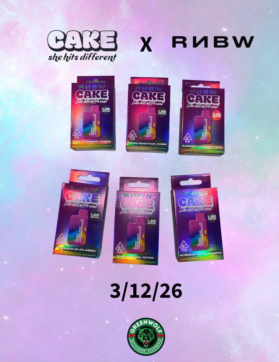 GREENWOLF_BF's tweet photo. READY FOR THAT NEW NEW ? 
CAKE X RNBW 
ON THE SHELVES NOW 😻

#RNBW #CAKESHEHITSDIFFERNET #GREENWOLFBELLFLOWER https://t.co/yxkw355w8t