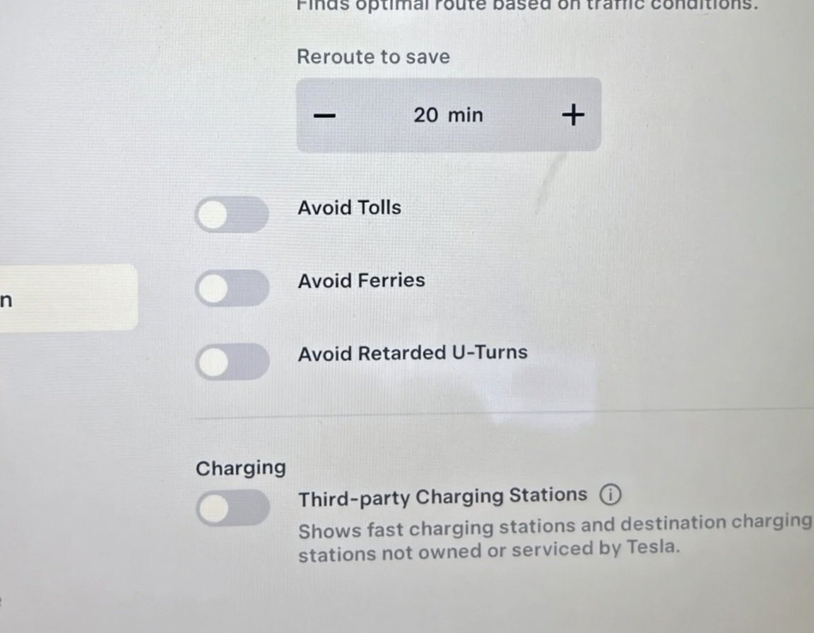 “Avoid retarded U-Turns” 

Toggle ON

 (I wish)
