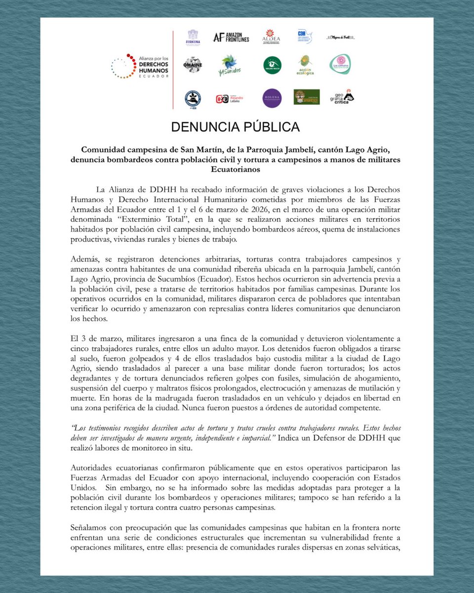 Alianza de Organizaciones por los Derechos Humanos tweet media