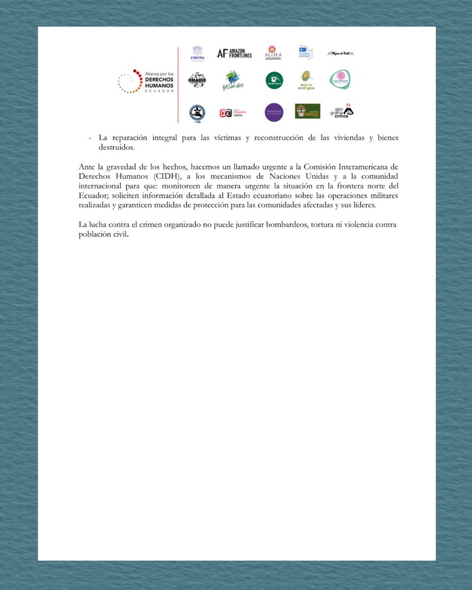 Alianza de Organizaciones por los Derechos Humanos tweet media