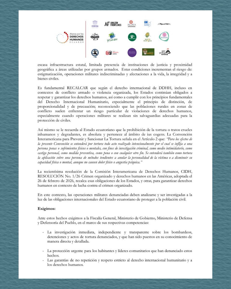 Alianza de Organizaciones por los Derechos Humanos tweet media