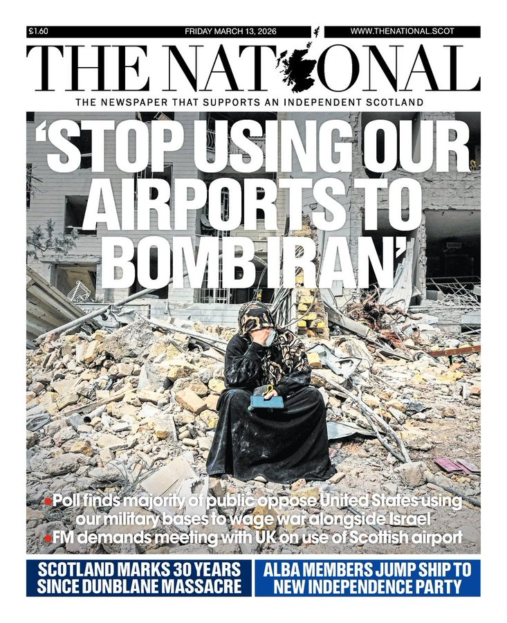 BladeoftheS's tweet photo. Indeed not a single UK airbase should be being used by the USA to bomb Iran.

The public do not support it, not in Scotland, not in the rest of the UK. https://t.co/MJQoLjqa1N