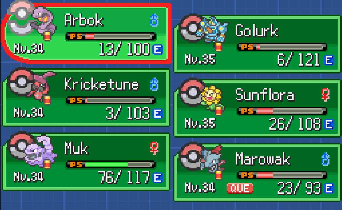 bensad_mr's tweet photo. Así quedó mi equipo pokémon luego de pelear contra F3 en heroico con los dos interruptores, vaya puta locura @Eric_Lostie https://t.co/S8izW1WGSE