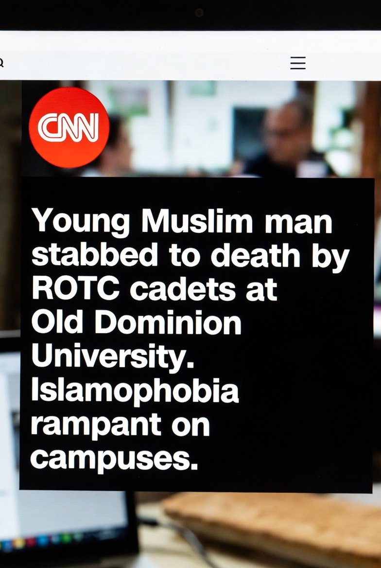 israelnewspulse's tweet image. CNN: "Young Muslim man stabbed to death by ROTC cadets at Old Dominion University. Islamophobia rampant on campuses."