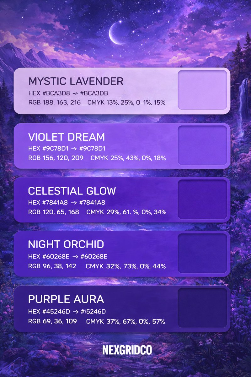 nexgridco's tweet photo. how to build a soft purple palette that feels premium and calm https://t.co/I0jdASB0I7