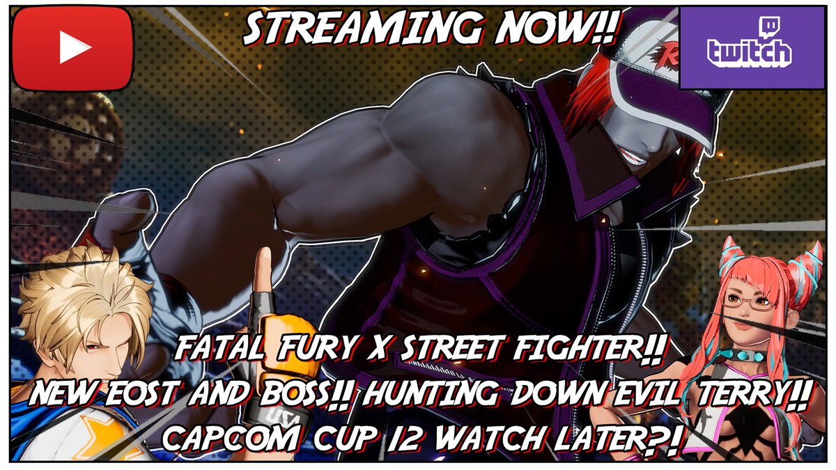 KhaizaKahn's tweet photo. STREAMING NOW!!

>>>>>>>>

FATAL FURY X STREET FIGHTER!! New EOST &amp; Boss!! Huntin Evil Terry!! Capcom Cup Watch Later?! (3-12)

>>>>>>>>

🟣https://t.co/B0wyhWB69H
🟥https://t.co/zNFghzUGEK

#twitchaffiliate #AutisticStreamer #FightingGames #FGC #FatalFuryCityoftheWolves #SF6 https://t.co/doRi4FEt3O