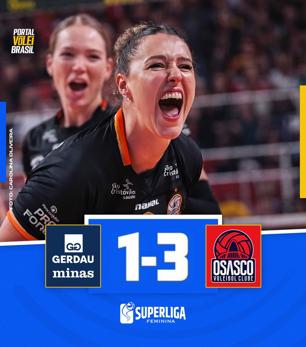 portal_volei's tweet photo. ✅ FIM DE JOGO!

🏐 🔵 GERDAU MINAS 1x3 OSASCO SÃO CRISTÓVÃO 🟠
➡️ (20x25, 24x26, 25x17, 22x25)
🏆 Superliga Feminina | Rodada 09 (returno) https://t.co/AjIrS6tPUQ
