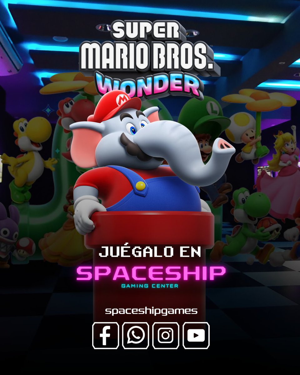 CenterSpaceship's tweet photo. 🍄 ¡La aventura comienza!
Ven a jugar Super Mario Bros. Wonder en Spaceship Gaming Center.

🎮 Diversión al máximo con Mario y sus amigos. https://t.co/EftH09uYkf
