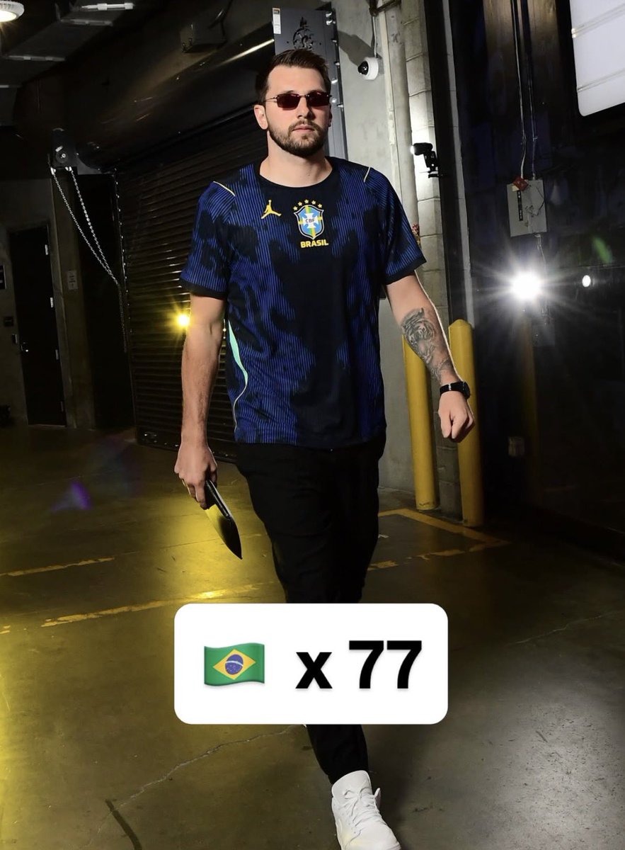 houseofheat's tweet photo. Luka Doncic pulled up to tonight’s game in the Jordan Brand Brazil jersey 😮‍💨 https://t.co/jTt7TRIhSZ