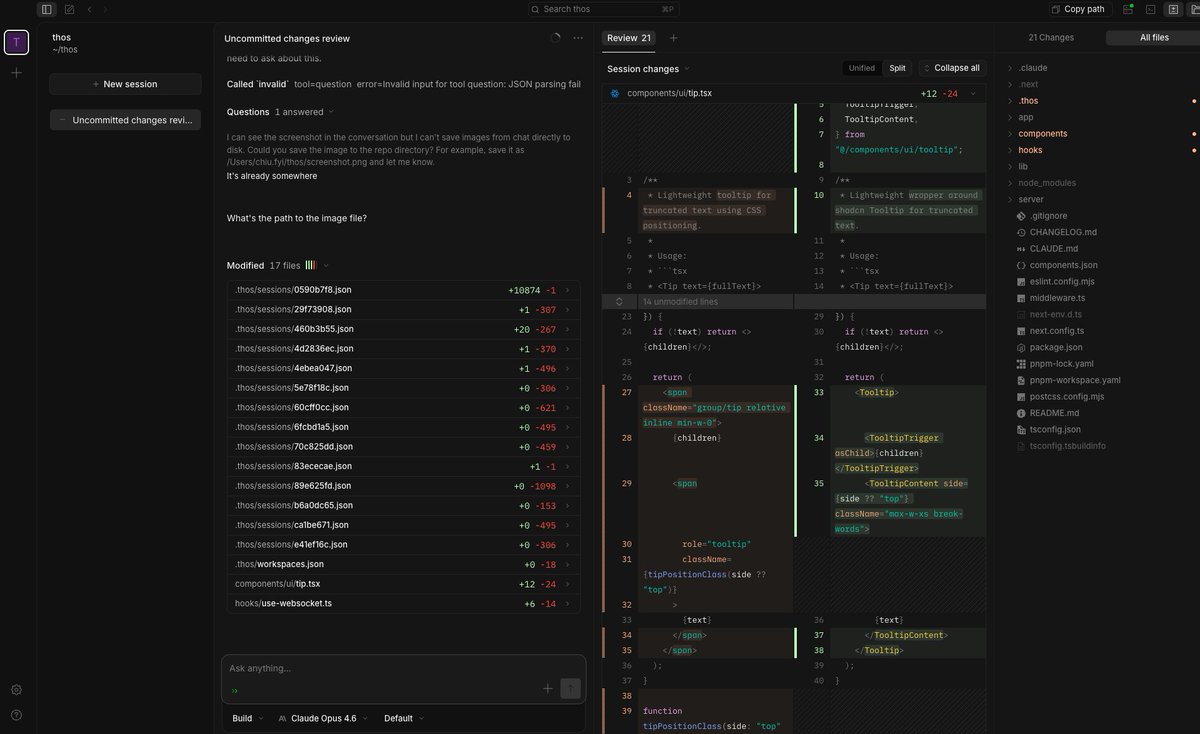 chiufyi's tweet photo. i'm throwing in the towel for competing in the agent orchestration space!

open-sourced my take on it (https://t.co/jKHGqG5kl0) and will be focusing my efforts on building on top of @opencode as there's no need to reinvent the wheel on this aspect of things...

just realizing that their web ui looks really similar to mine haha