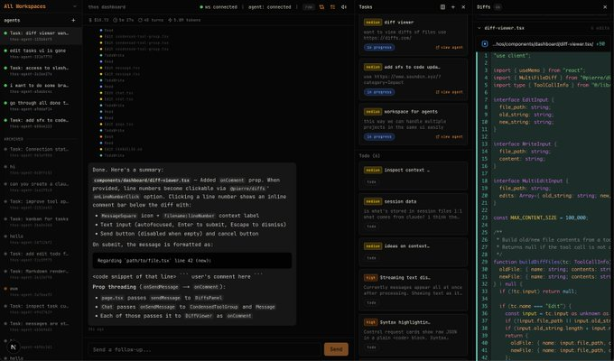 chiufyi's tweet photo. i'm throwing in the towel for competing in the agent orchestration space!

open-sourced my take on it (https://t.co/jKHGqG5kl0) and will be focusing my efforts on building on top of @opencode as there's no need to reinvent the wheel on this aspect of things...

just realizing that their web ui looks really similar to mine haha