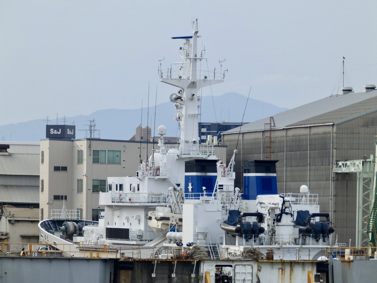 今朝の大阪木津川
#新来島サノヤス造船大阪製造所
#1号乾ドック
#巡視船のと