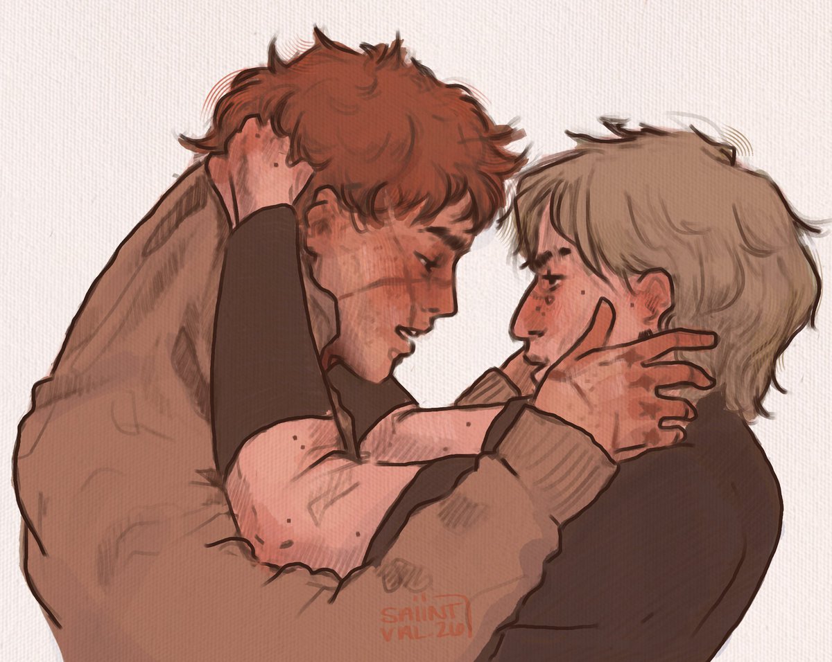 Here's the finished of last night's andreil!! Gonna go draw them making out a bunch now brb!!