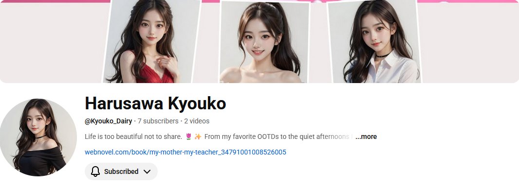 Celine_Cheng8's tweet photo. Just make one YouTube channel for one of the characters from my story… just for fun (*´∀｀*)

#Kyouko #MyMotherMyTeacher #Youtube https://t.co/LE0L0LSSkQ