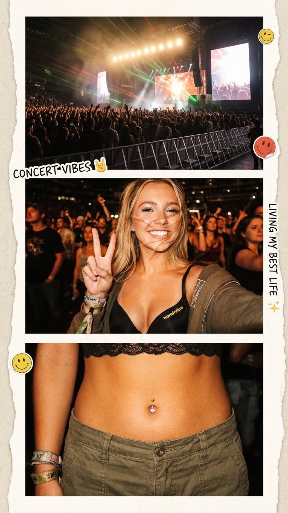 iamdomprompt's tweet image. Nothing beats the energy of a live show. What was the last concert that actually changed your life? Drop the artist below! 🎸✨ 
#ConcertVibes #LiveMusic
---
Nano Banana Pro | Prompt:

{
  "image_type": "Multi-panel vertical collage consisting of casual smartphone snapshots",