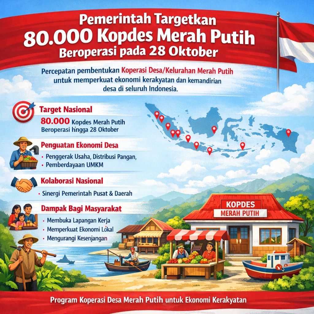 Pemerintah targetkan 80.000 koperasi desa merah putih akan segera beroperasi pada 28 Oktober 2026  #KoperasiMerahPutih